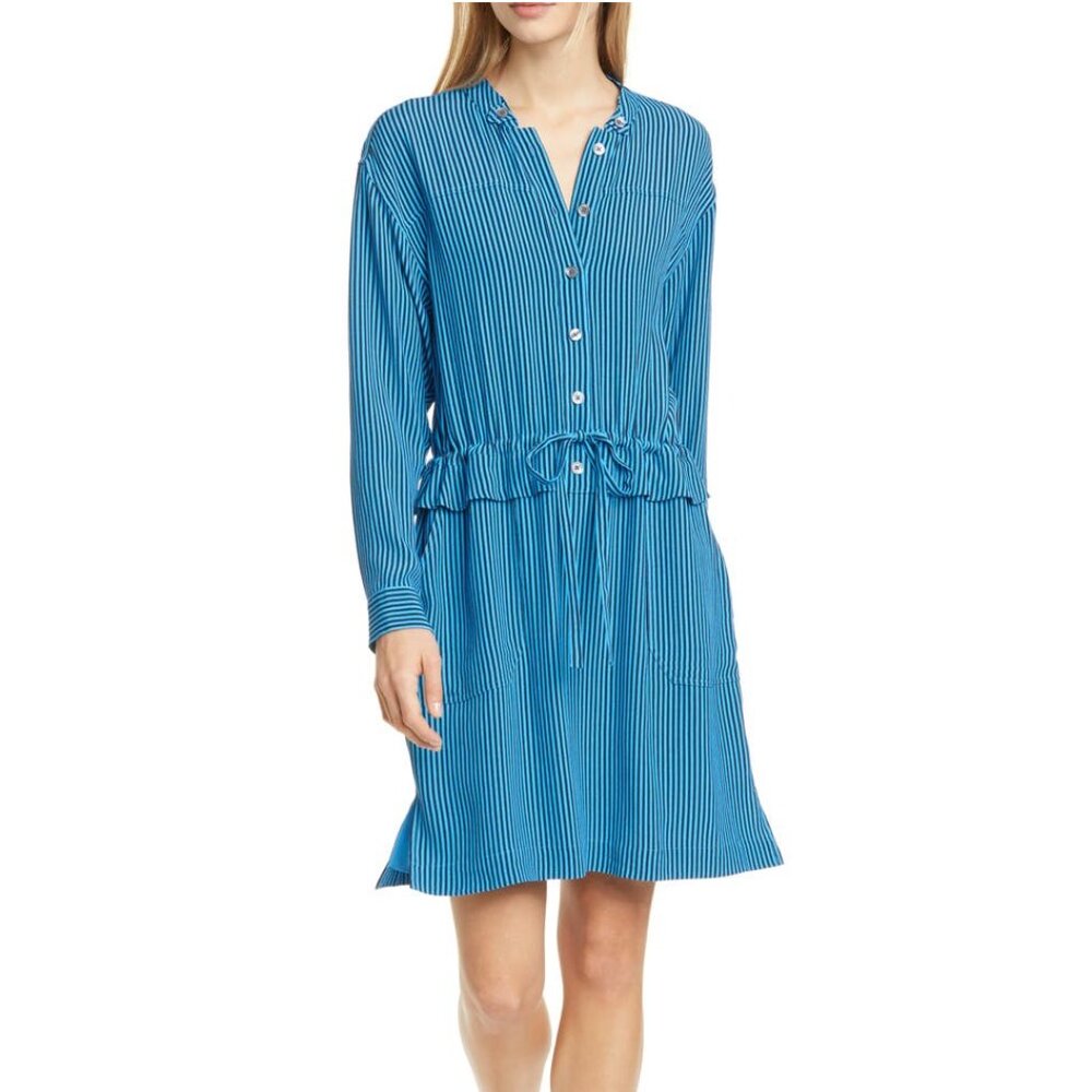 NWT Equipment Striped Soft Relaxed Long Sleeve Shirt Dress, US 2